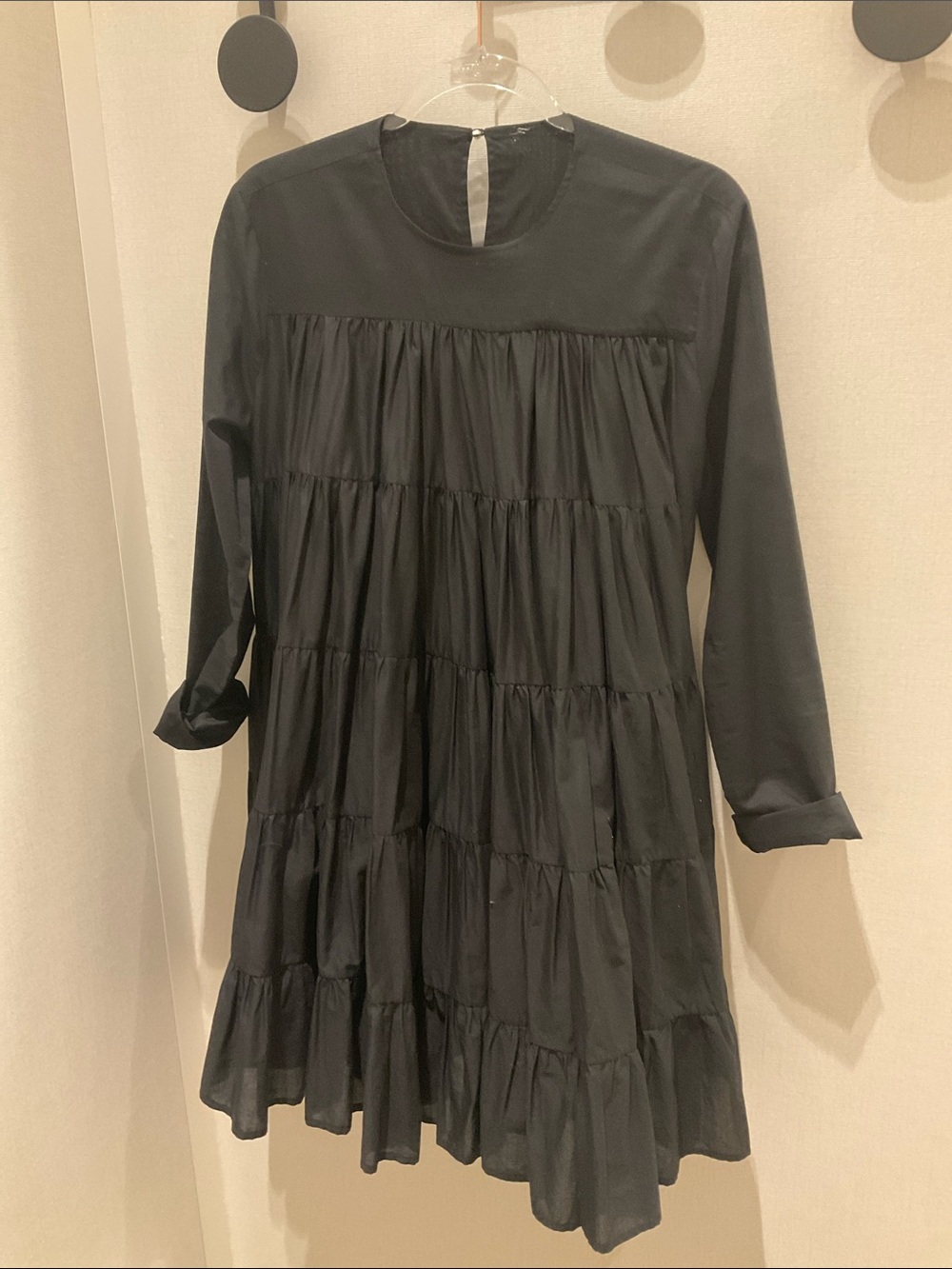 Black Tiered Midi Dress - Women